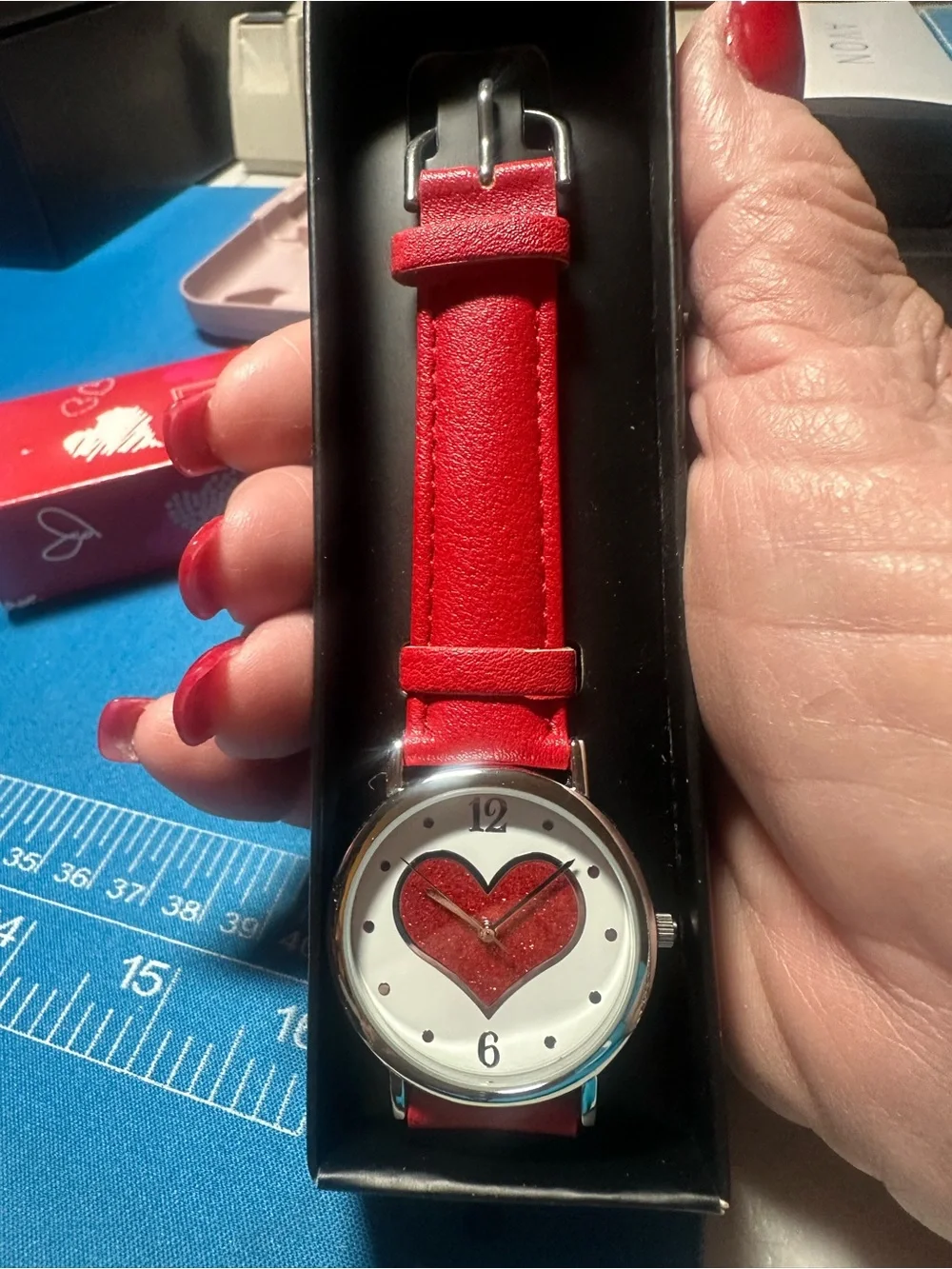 Avon Red Heart Watch with Red Strap